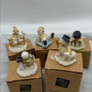 Russ Berrie “Ice Sculpture” Holiday Figurines Collectibles Lot of 5 Snowman